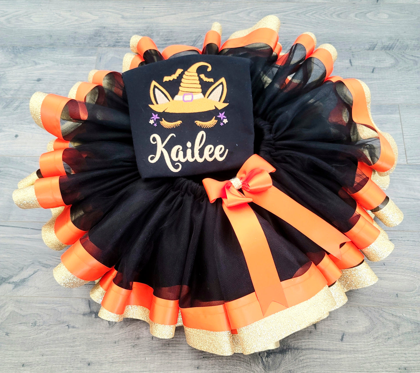 Halloween Orange and Black Tutu Set