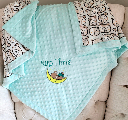 Nap Time Bear and Moon Baby Blanket