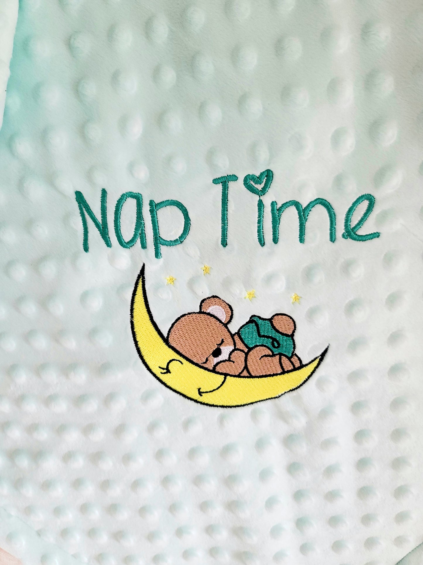 Nap Time Bear and Moon Baby Blanket